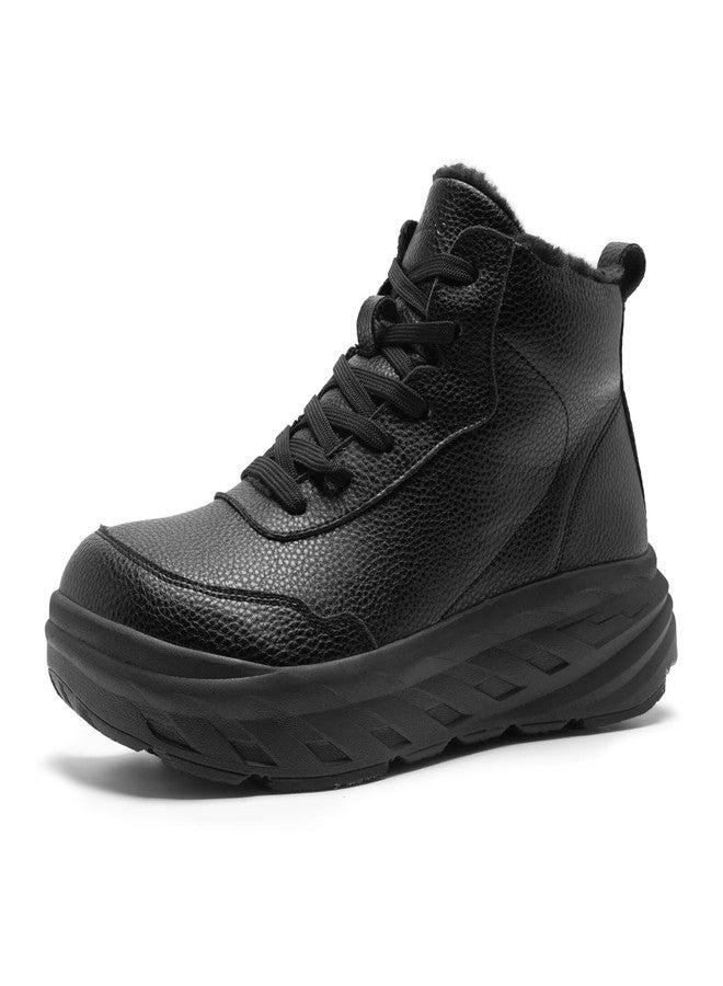 OrthoComfoot Women's Orthopedic Diabetic Wide Leather Winter Ankle Boots: Casual Plantar Fasciitis Orthotic Arch Support Bunions Recovery Oxford Boots,Waterproof Warm Heel Pain Relief Walking Shoes Black Size 9.5 - Image 1